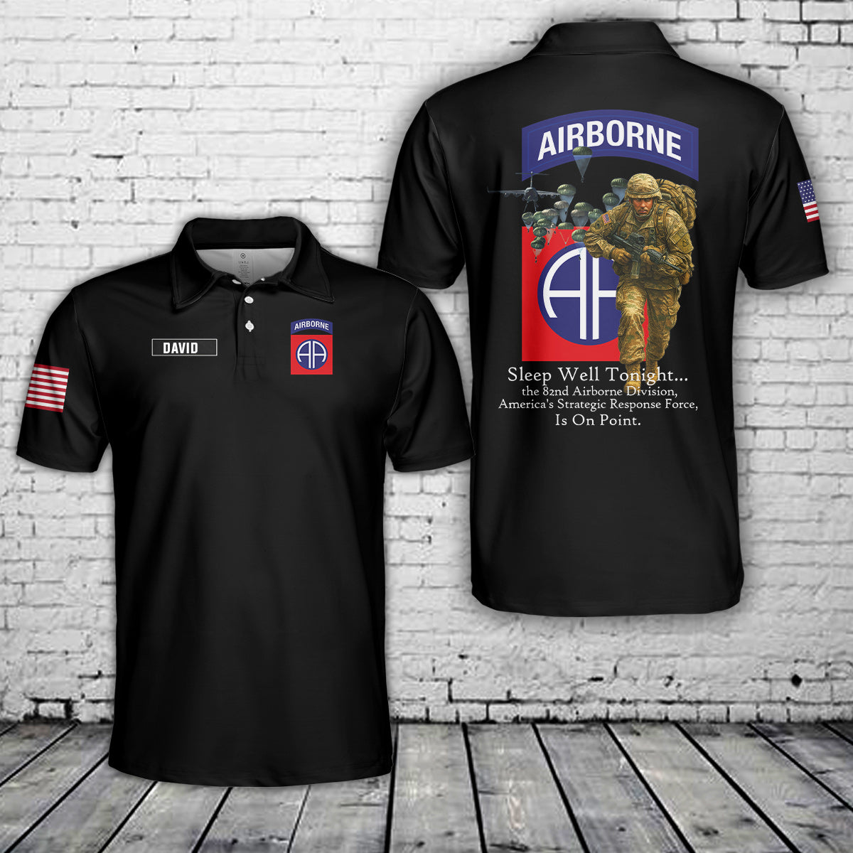 Custom Name US Army 82nd Airborne Division Strategic Response Polo Shirt