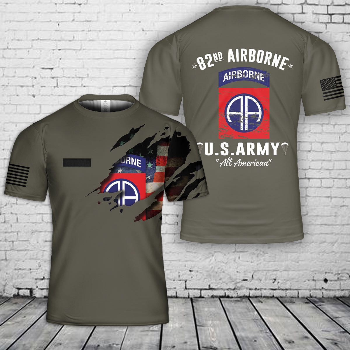 Custom Name US Army 82nd Airborne Division T-Shirt 3D