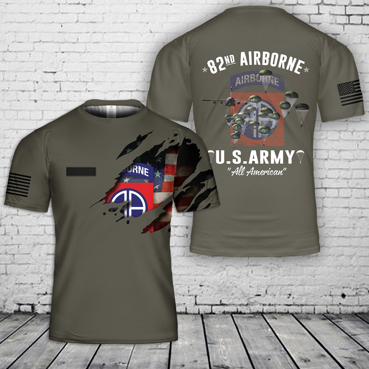 Custom Name US Army 82nd Airborne Division T-Shirt 3D