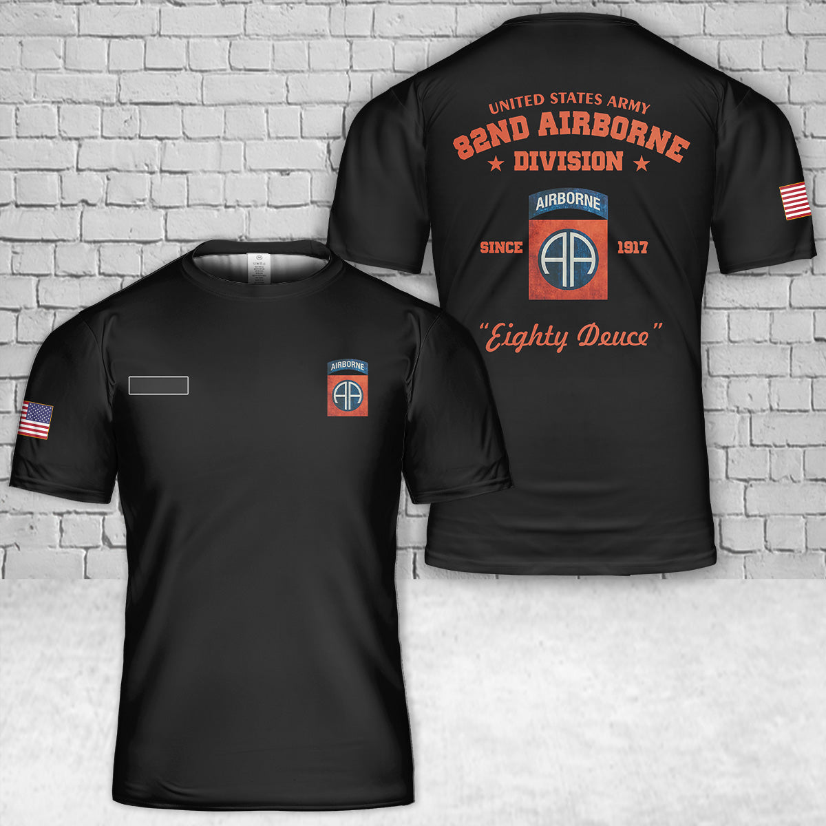 Custom Name US Army 82nd Airborne Division T-Shirt 3D