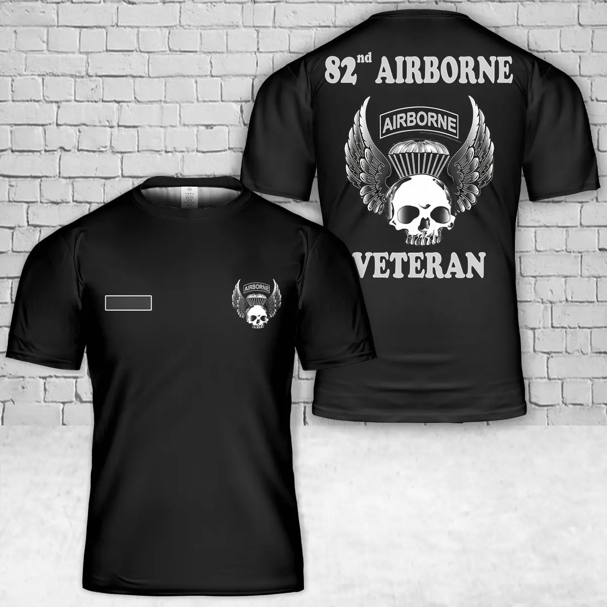 Custom Name US Army 82nd Airborne Jump Wings Veteran T-Shirt 3D