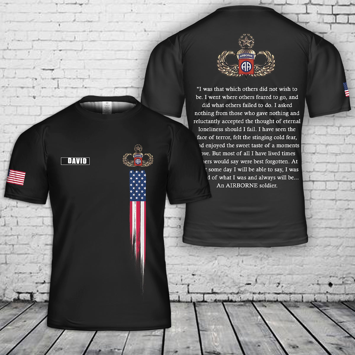 Custom Name US Army 82nd Airborne Jumpmaster 3D T-Shirt