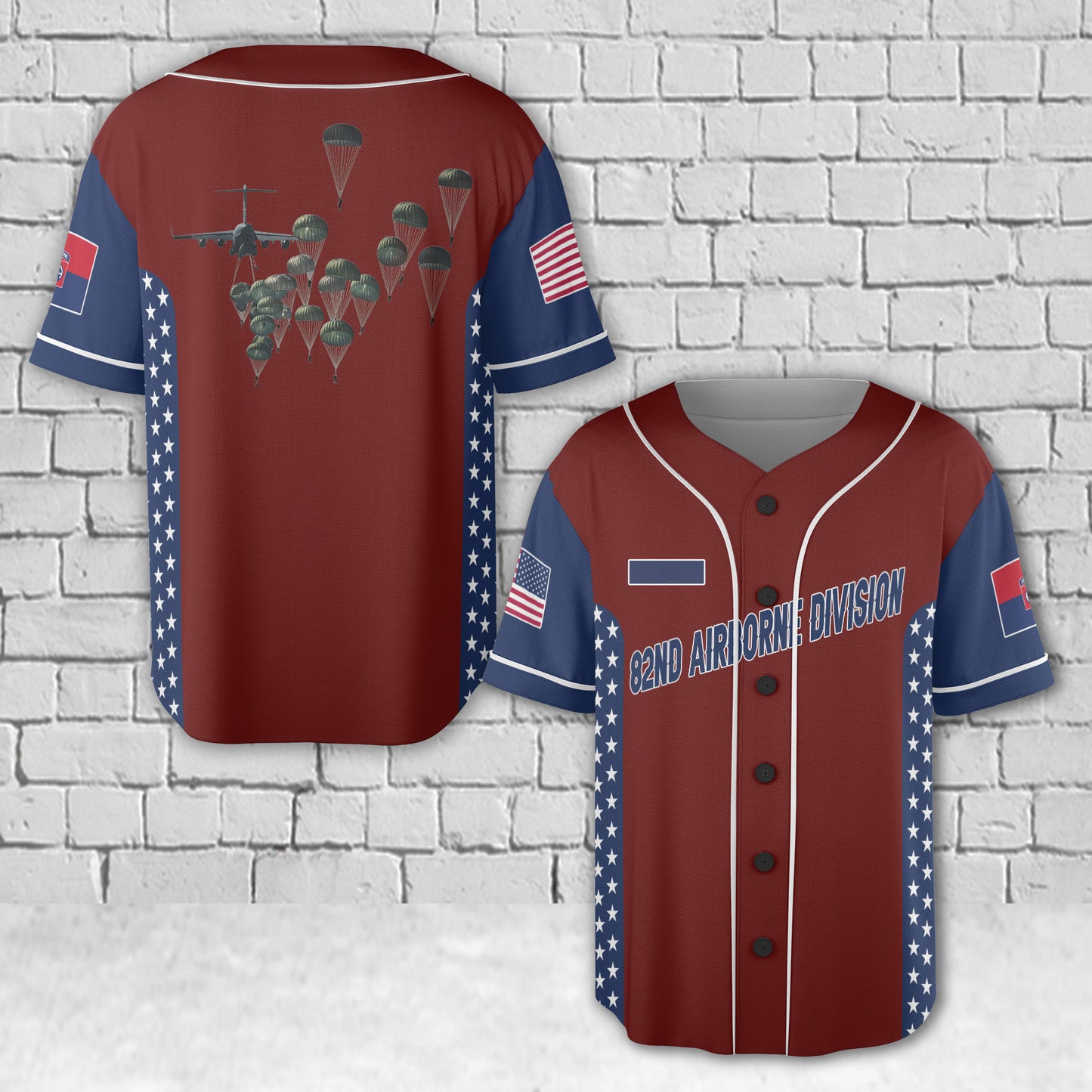 Custom Name US Army 82nd Airborne Paratrooper, 4th Of July Baseball Jersey
