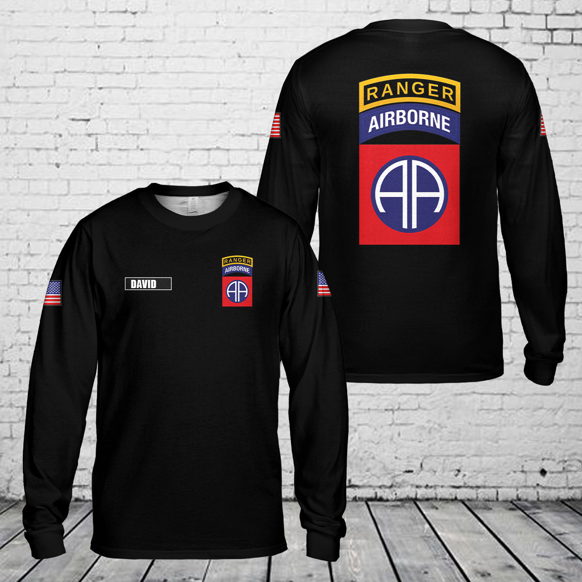 Custom Name US Army 82nd Airborne Ranger Long Sleeve Shirt