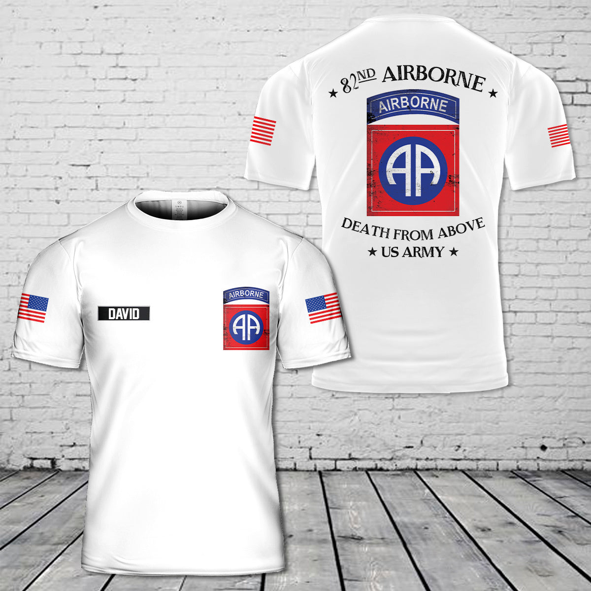 Custom Name US Army 82nd Airborne 'Death From Above' 3D T-Shirt
