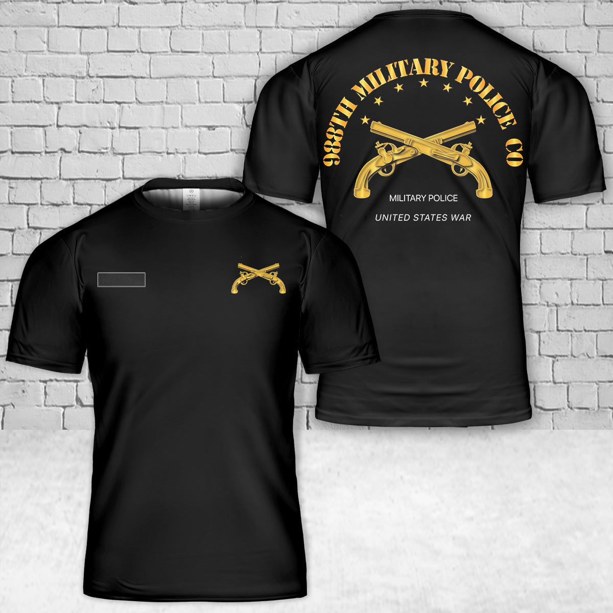 Custom Name US Army 988th Military Police Company T-Shirt 3D