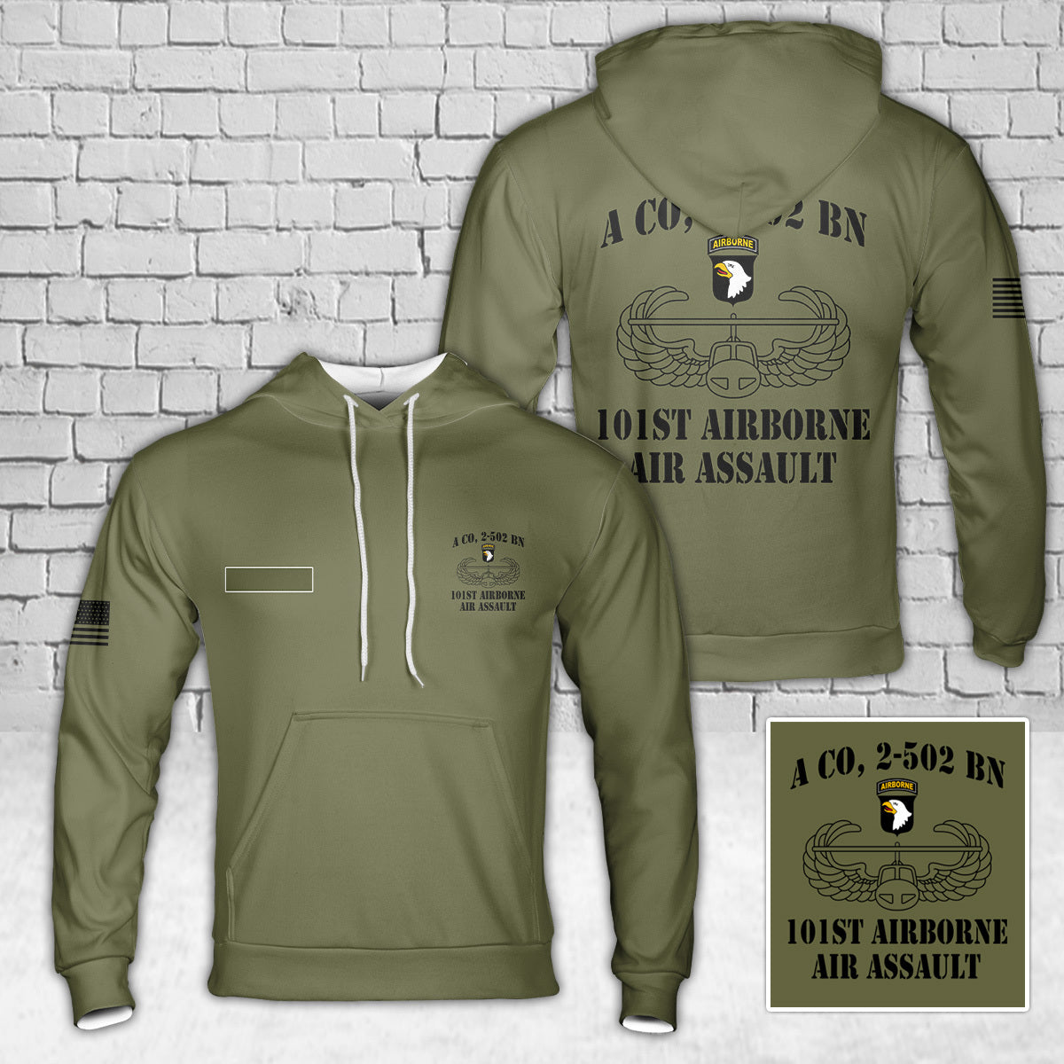 Custom Name US Army A Co, 2-502 BN, 101st airborne (air assault) Hoodie 3D