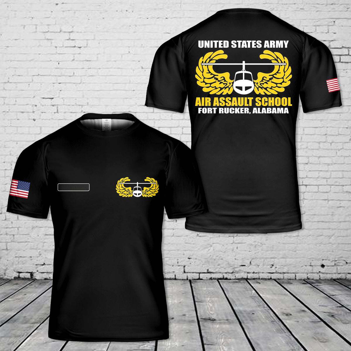 Custom Name US Army Air Assault School Fort Rucker Alabama T-Shirt 3D