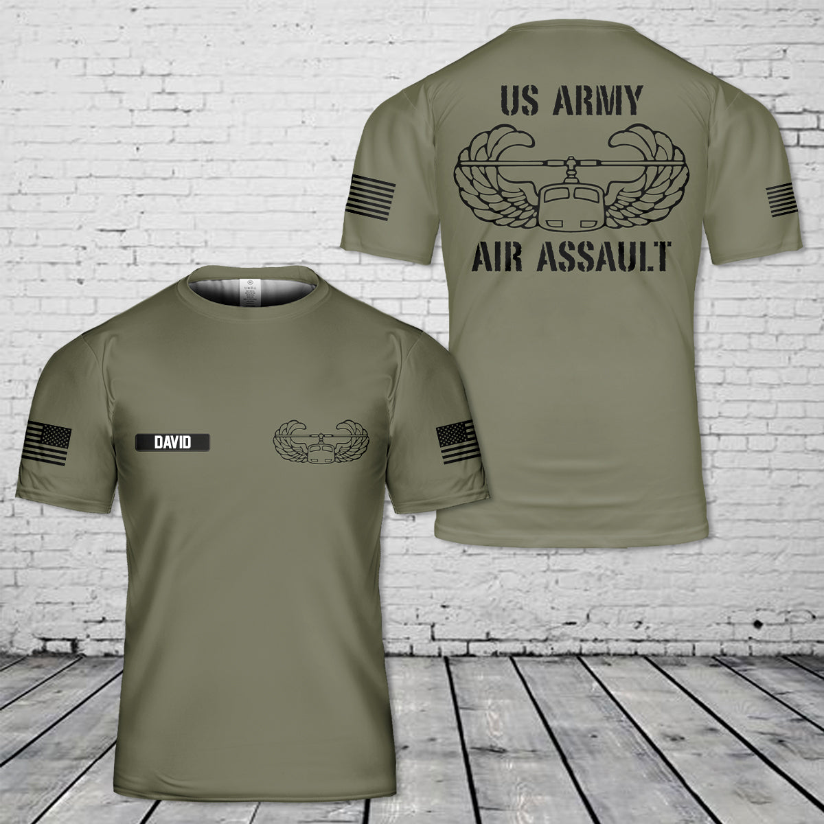 Custom Name US Army Air Assault T-Shirt 3D