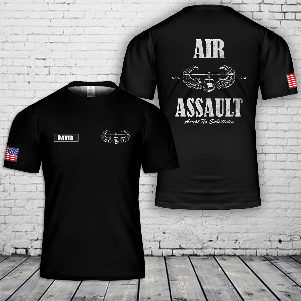 Custom Name US Army Air Assault T-Shirt 3D