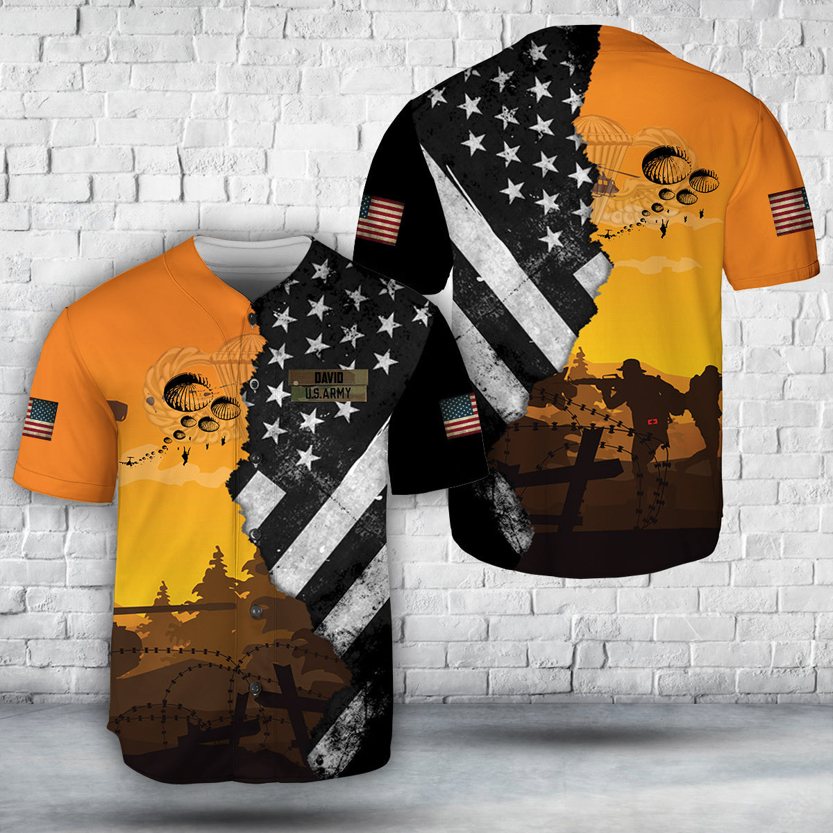 Custom Name US Army Airborne Baseball Jersey