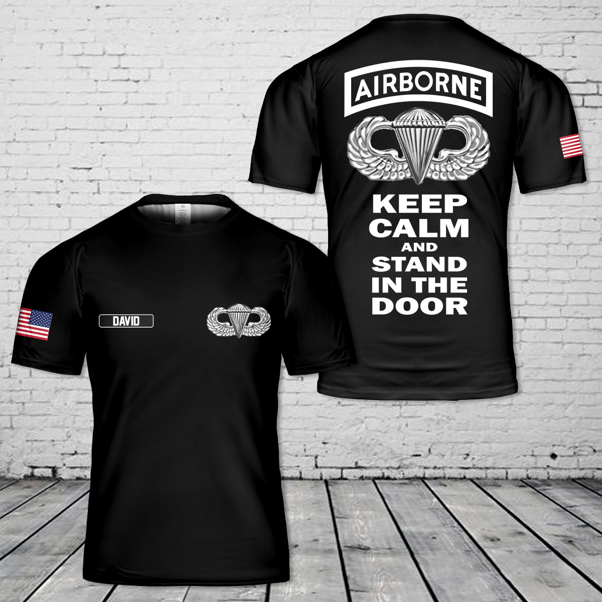 Custom Name US Army Airborne Keep Calm 3D T-Shirt