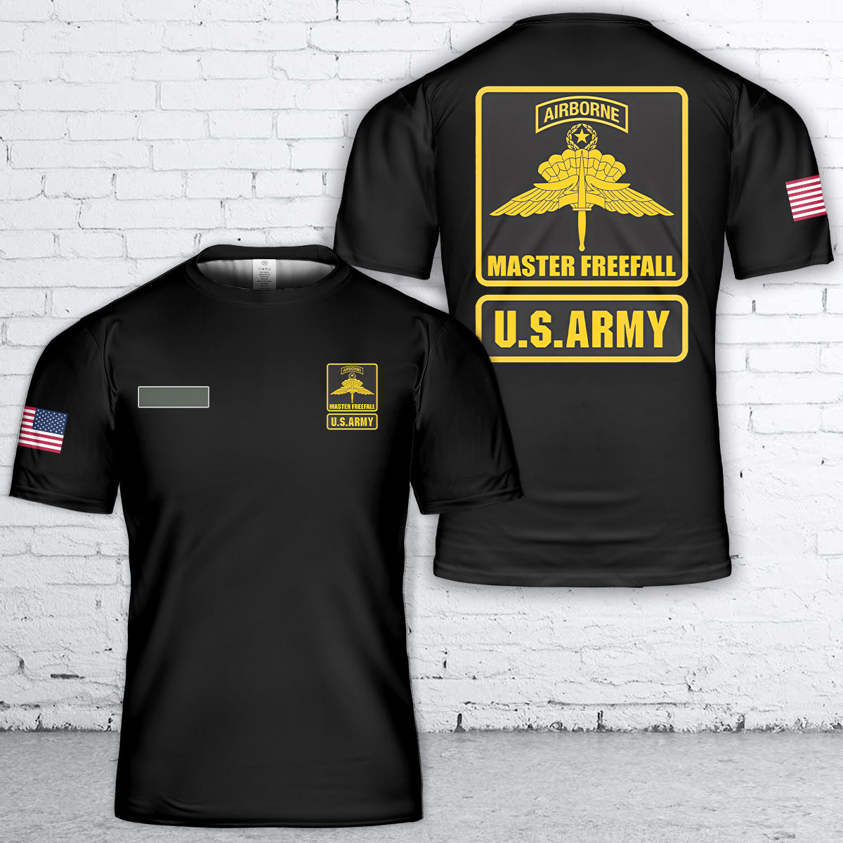 Custom Name US Army Airborne Master Freefall T-Shirt 3D