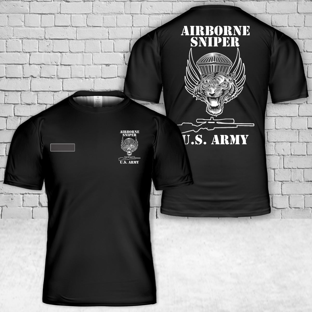 Custom Name US Army Airborne Sniper T-Shirt 3D