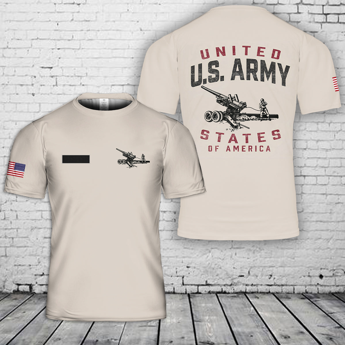 Custom Name US Army Artillery T-Shirt 3D