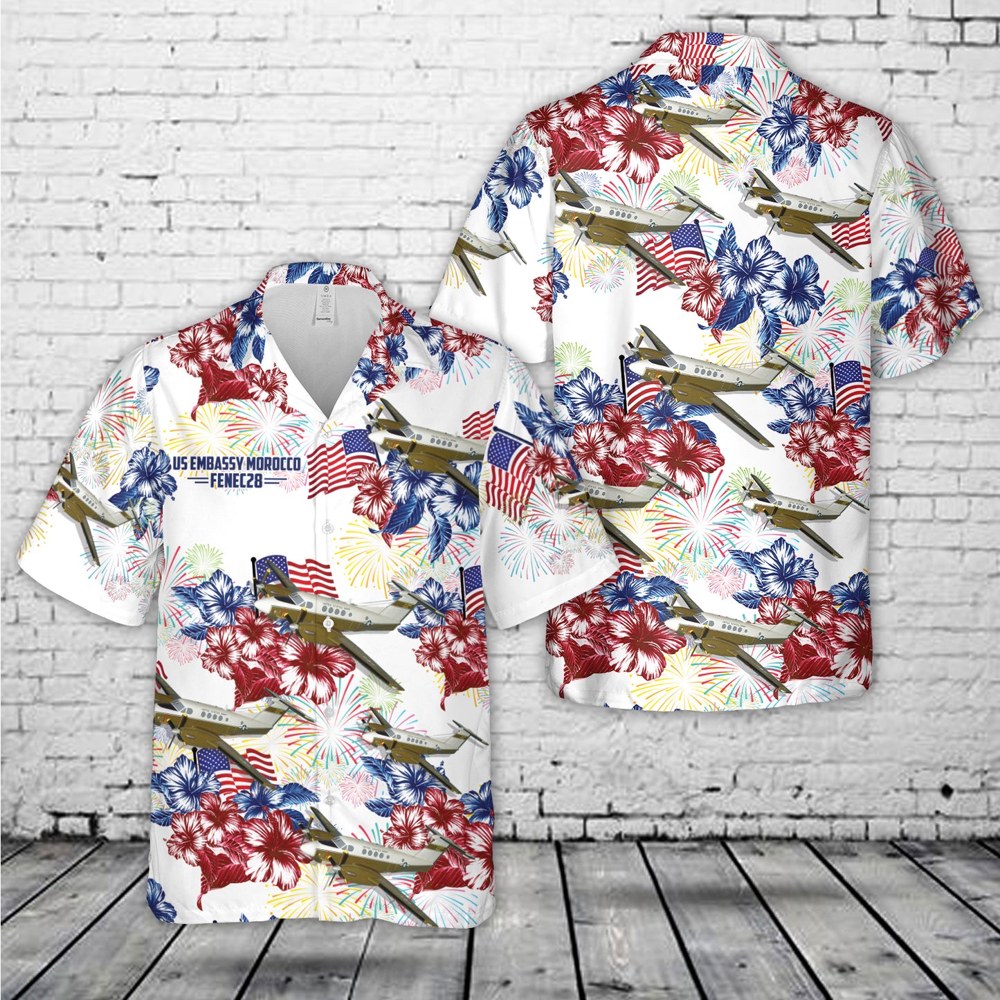 Custom Name US Army Beechcraft C-12 Huron Aircraft, 4th Of July Hawaiian Shirt