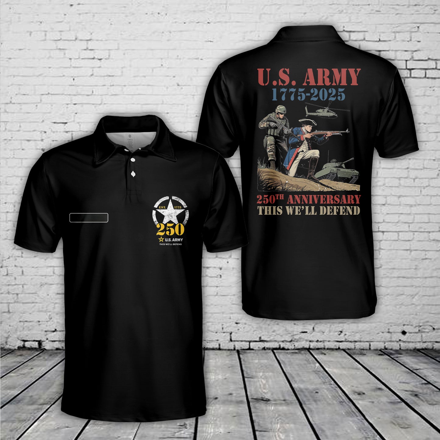 Custom Name US Army Celebrate America's 250th Anniversary Polo Shirt