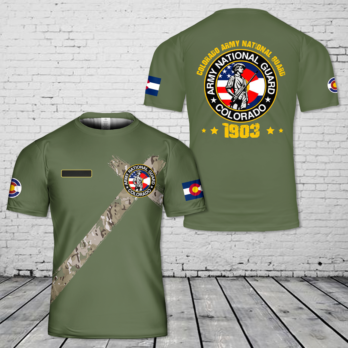Custom Name US Army Colorado Army National Guard T-Shirt 3D