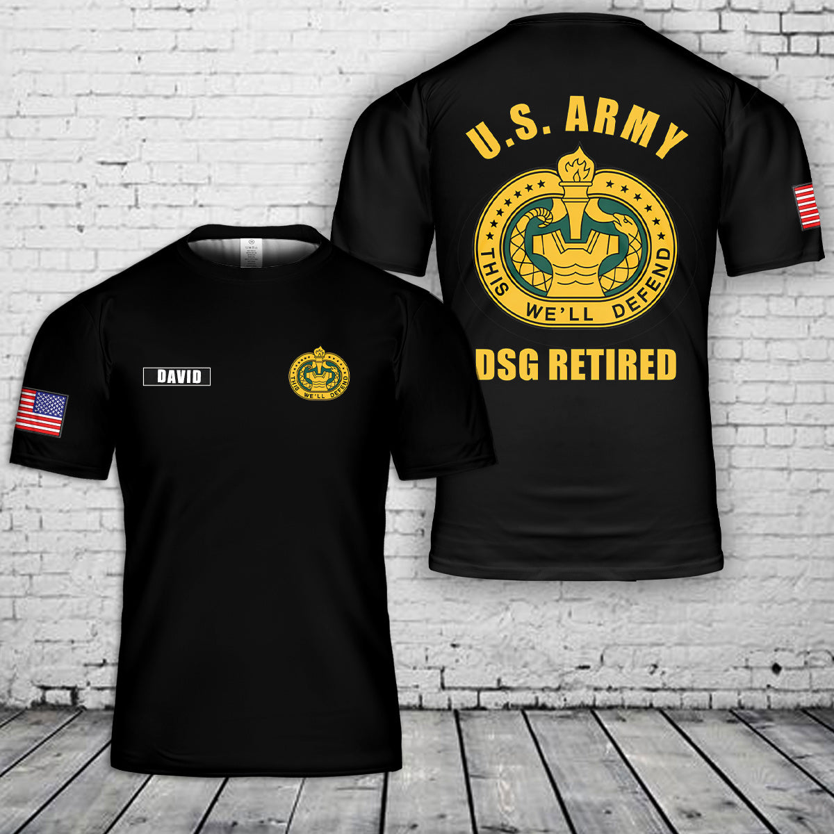 Custom Name US Army DSG Retired 3D T-Shirt