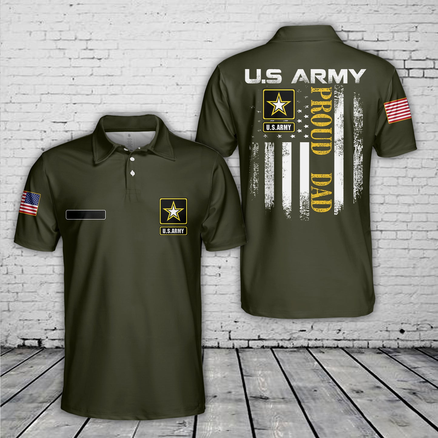 Custom Name US Army Dad Polo Shirt
