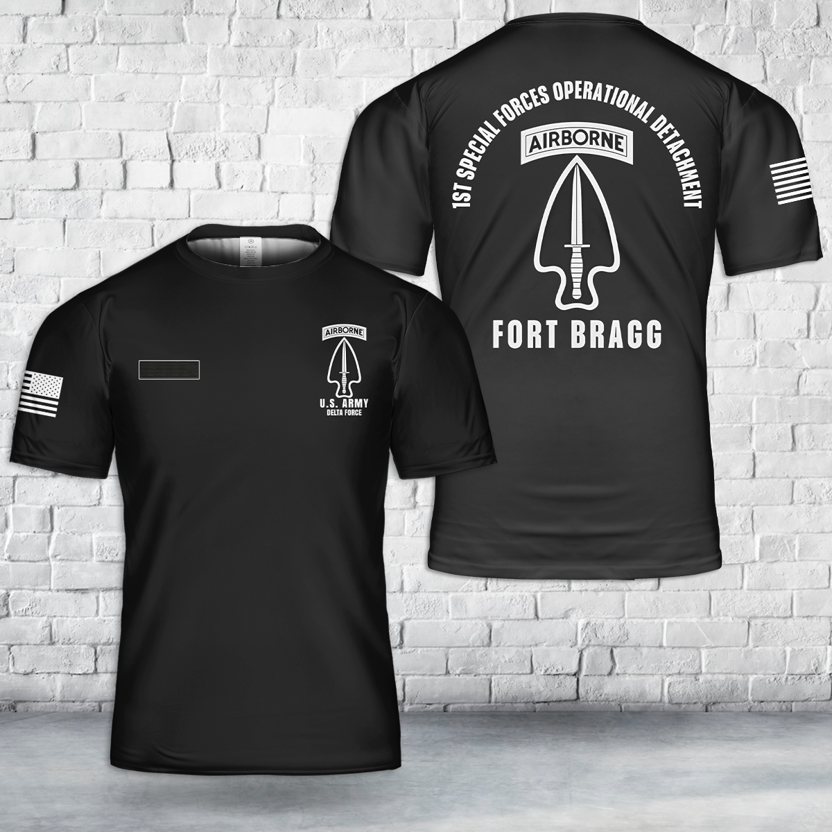 Custom Name US Army Delta Force 1st Special Forces Operational Detachment (SFOD-D) Airborne T-Shirt 3D