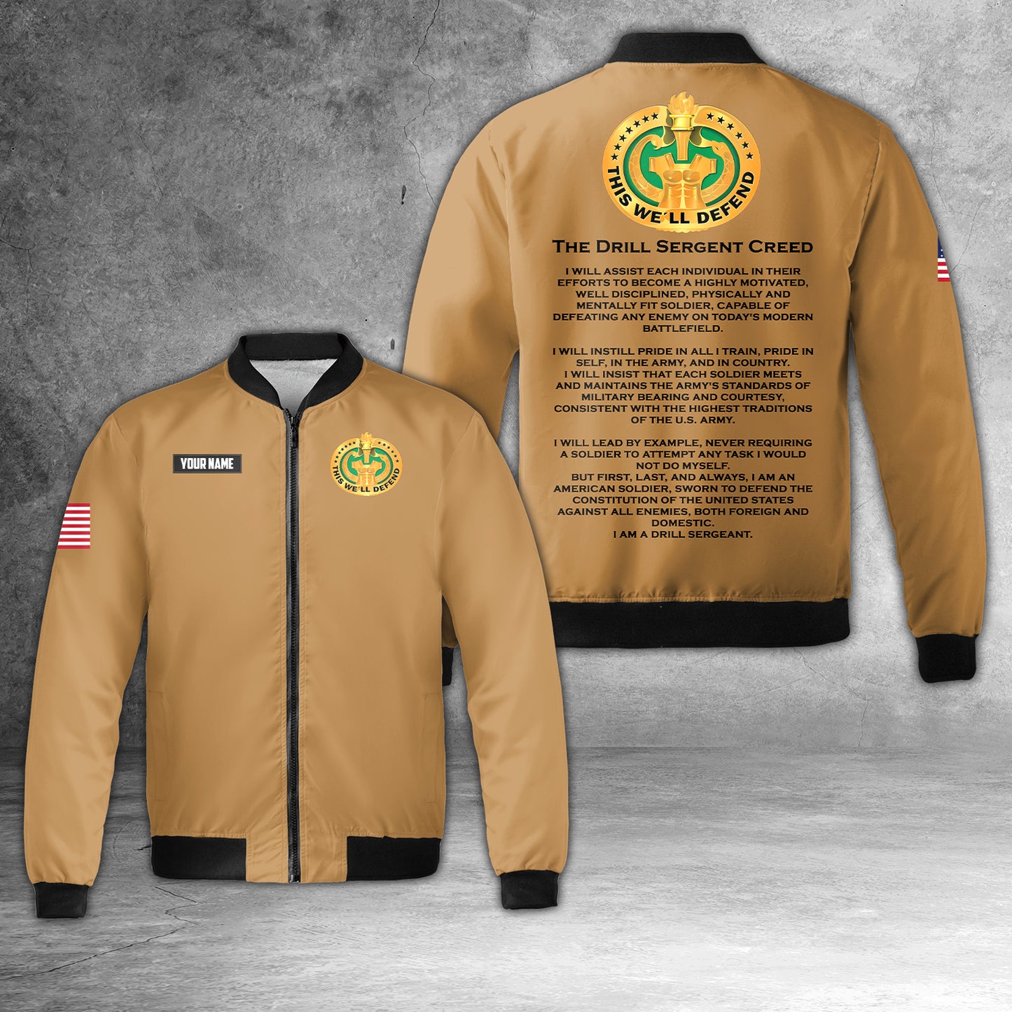 Custom Name US Army Drill Sergeant Creed Bomber Jacket