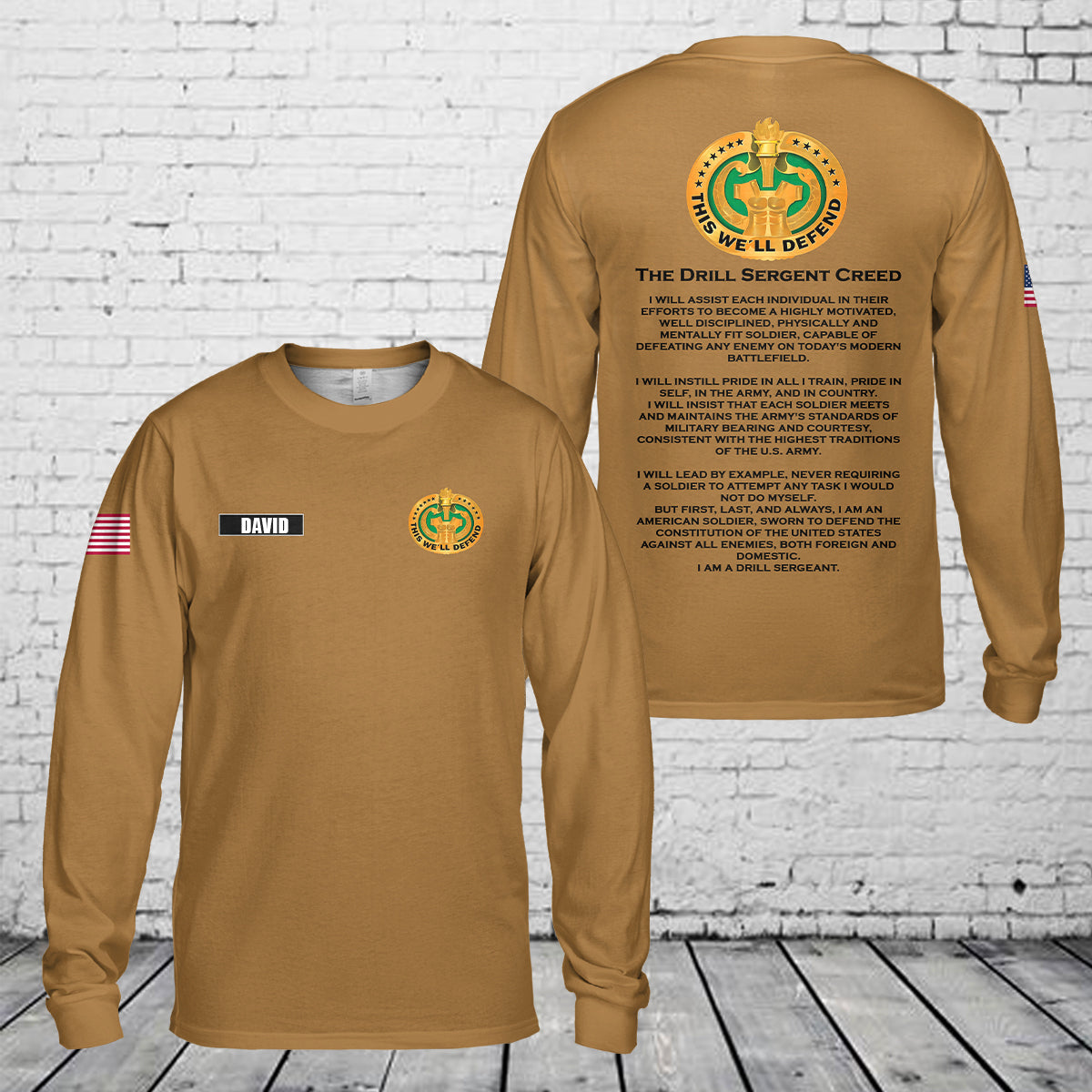 Custom Name US Army Drill Sergeant Creed Long Sleeve Shirt