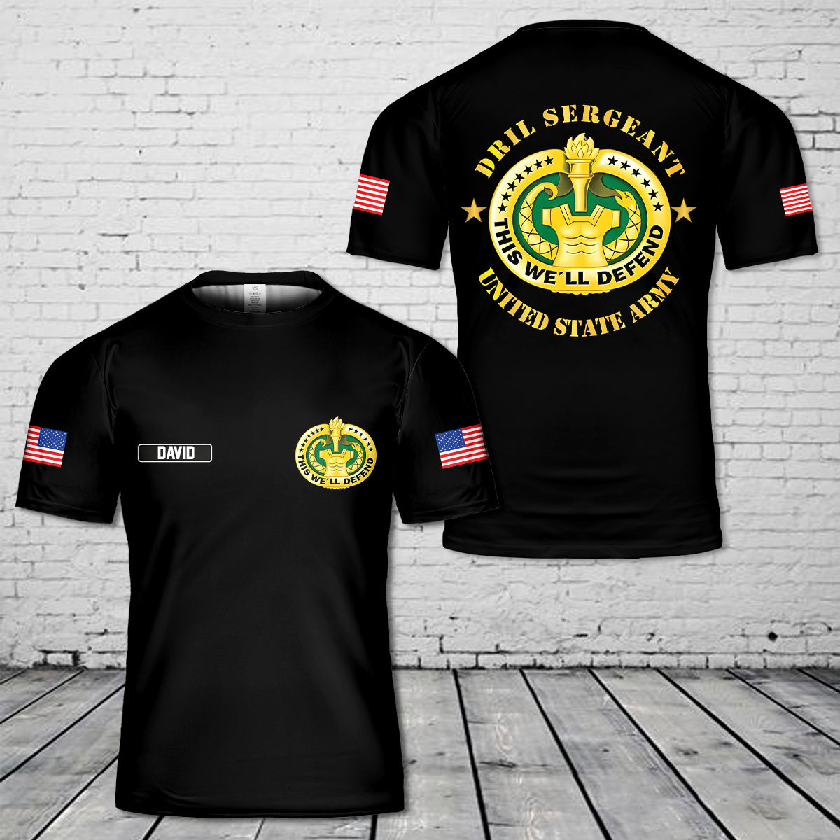 Custom Name US Army Drill Sergeant T-Shirt 3D