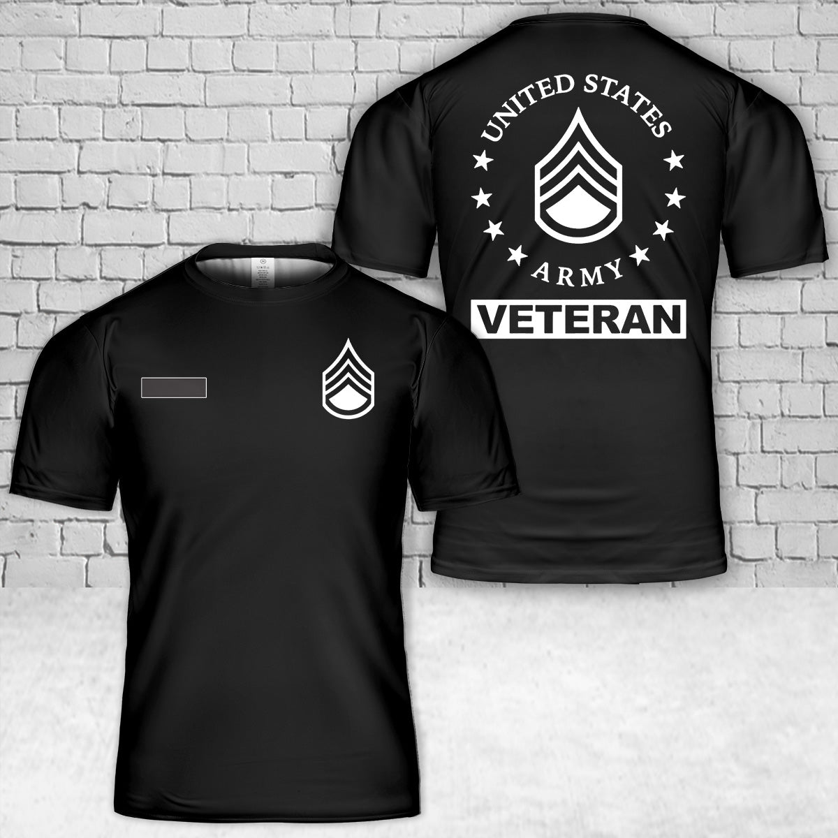 Custom Name US Army E-6 Staff Sergeant Veteran T-Shirt 3D