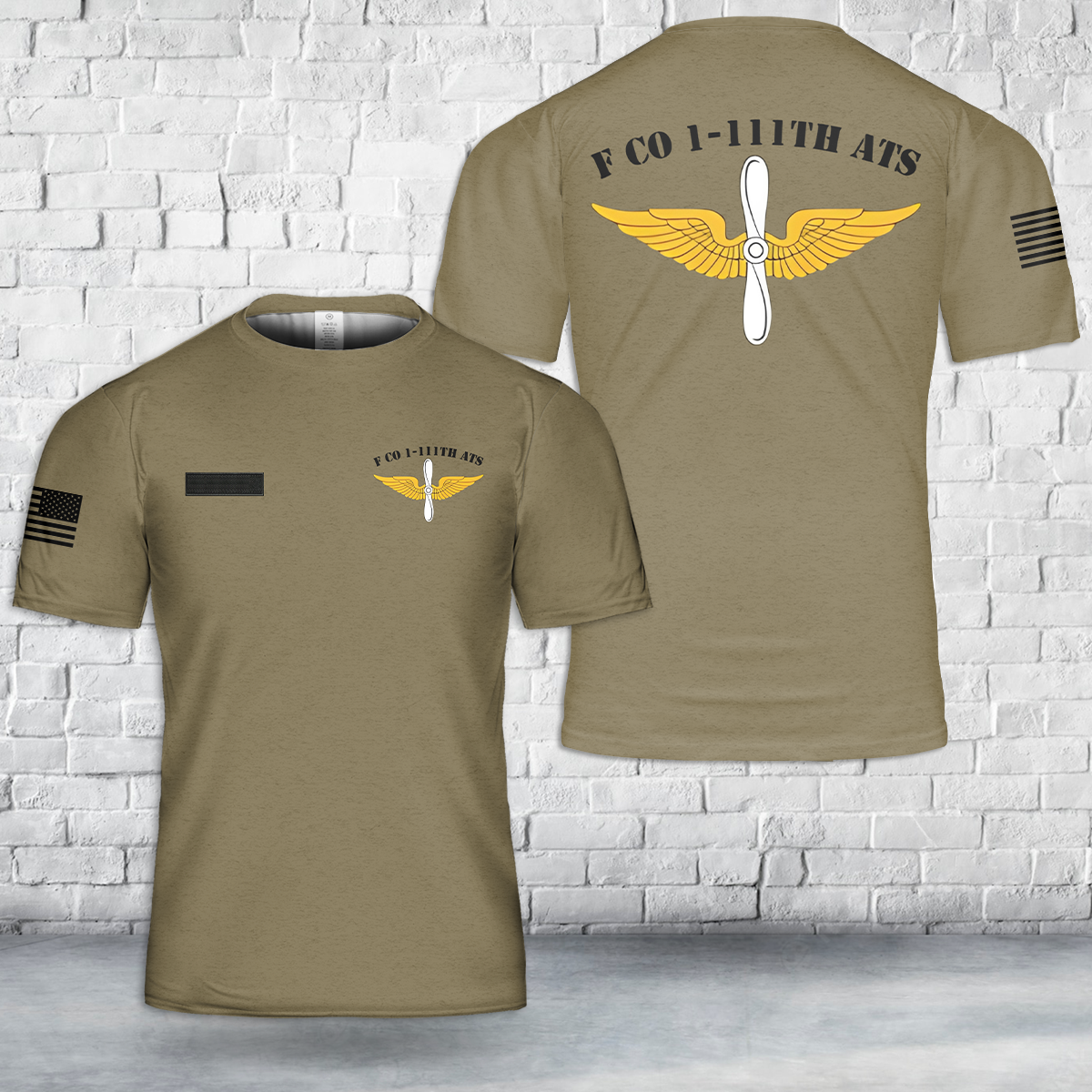 Custom Name US Army F Co 1-111th ATS T-Shirt 3D