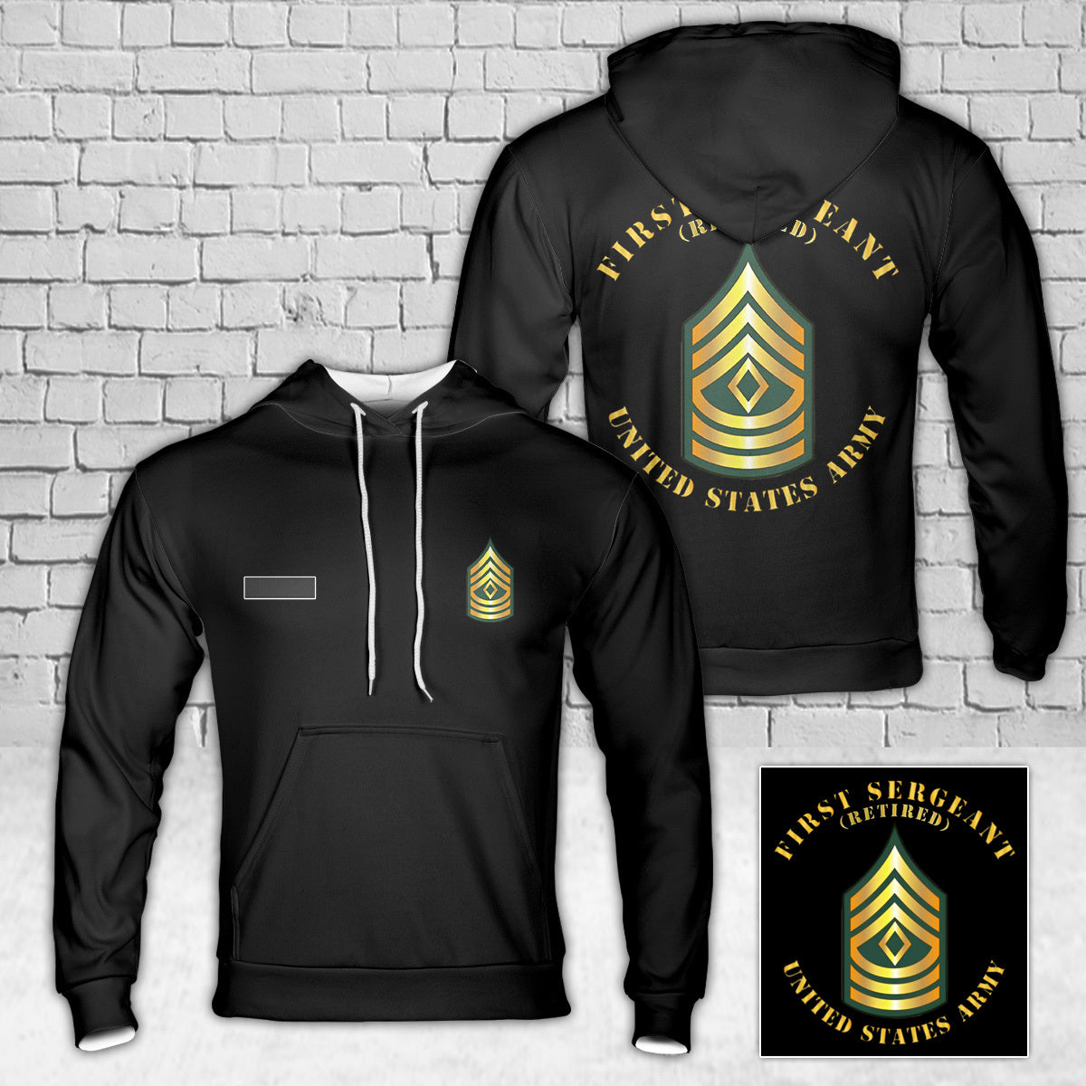 Custom Name US Army First Sergeant - 1SG Retired Hoodie 3D