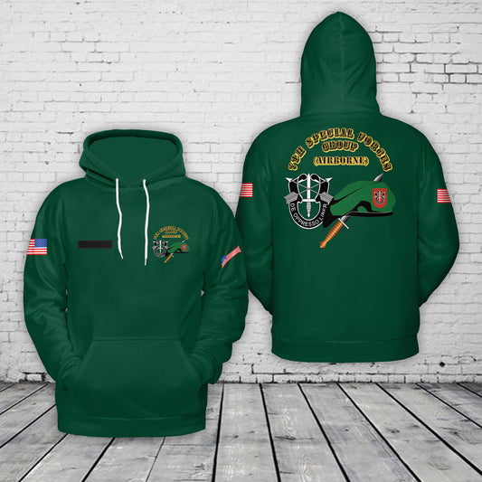 Custom Name US Army Green Beret 7th Special Forces Group (Airborne) (7th SFG) (A) Beret & Dagger Hoodie 3D