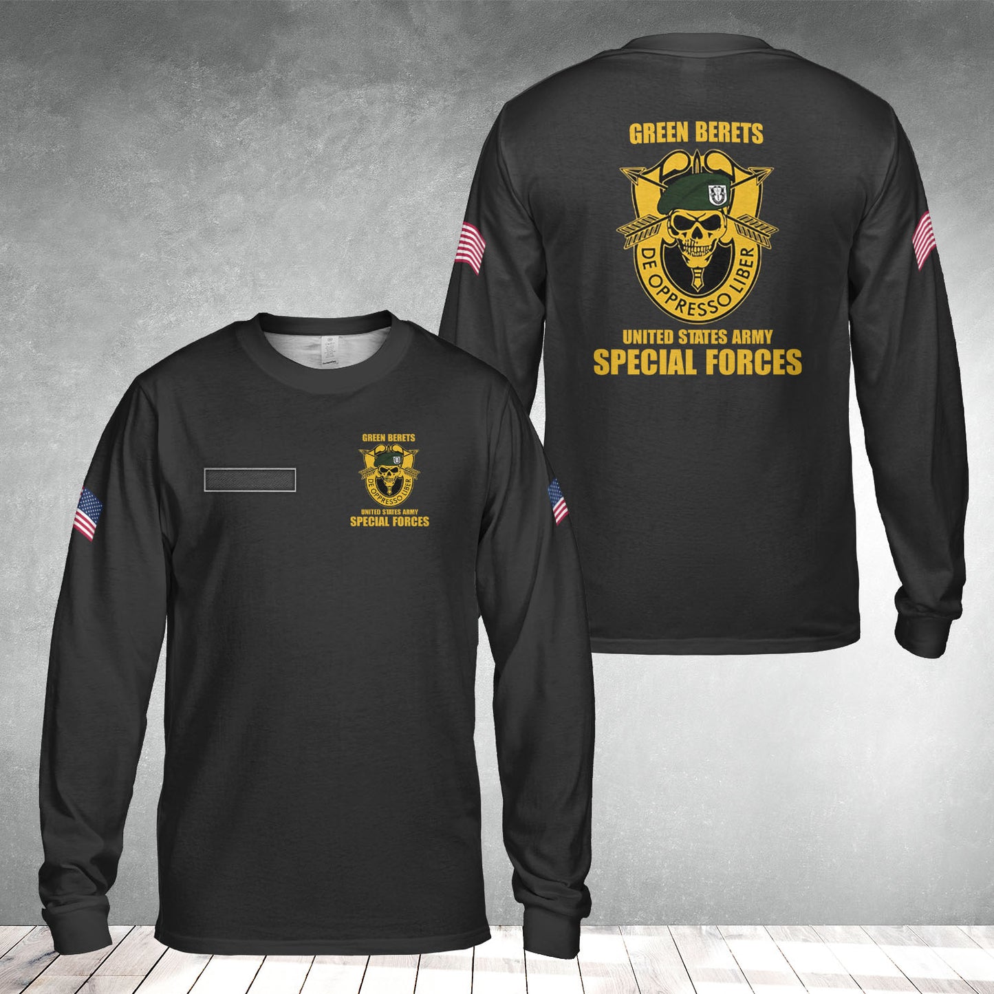 Custom Name US Army Green Beret Special Forces AOP Long Sleeve Shirt