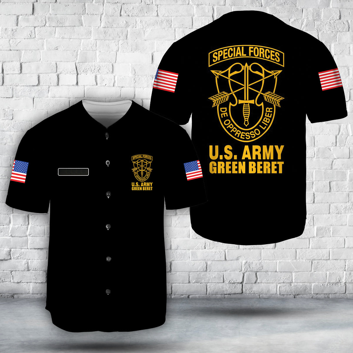 Custom Name US Army Green Beret Special Forces Baseball Jersey