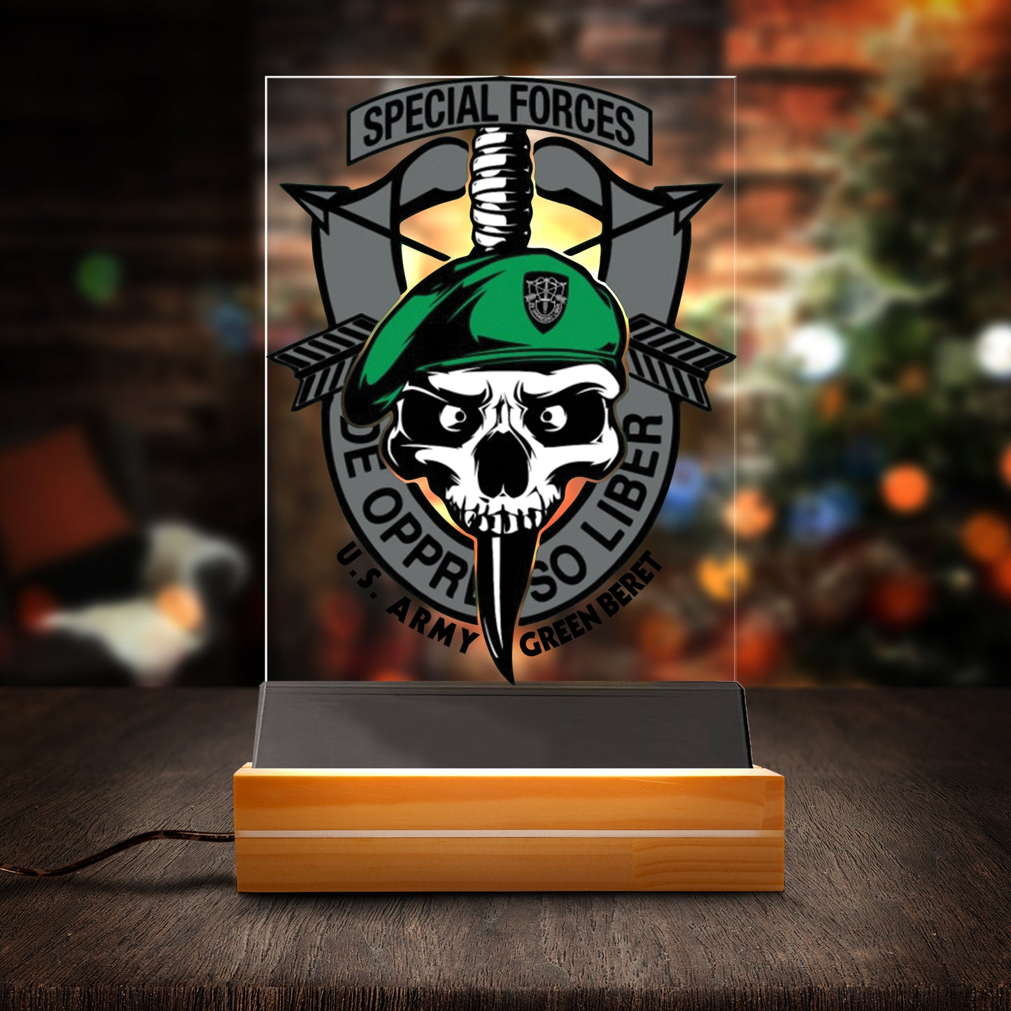 Custom Name US Army Green Beret Special Forces Custom Shape Photo Night Light