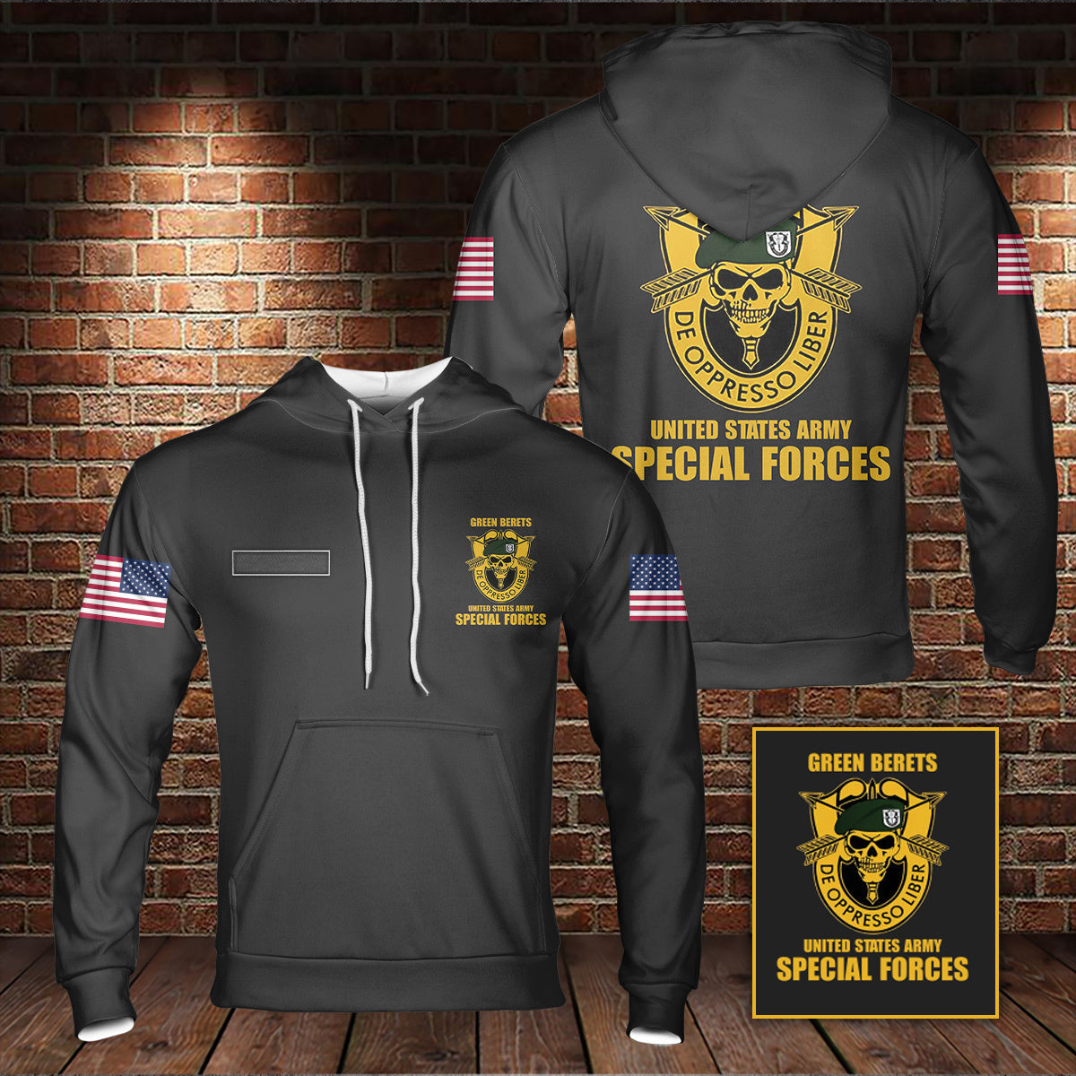 Custom Name. US Army Green Beret Special Forces Hoodie 3D