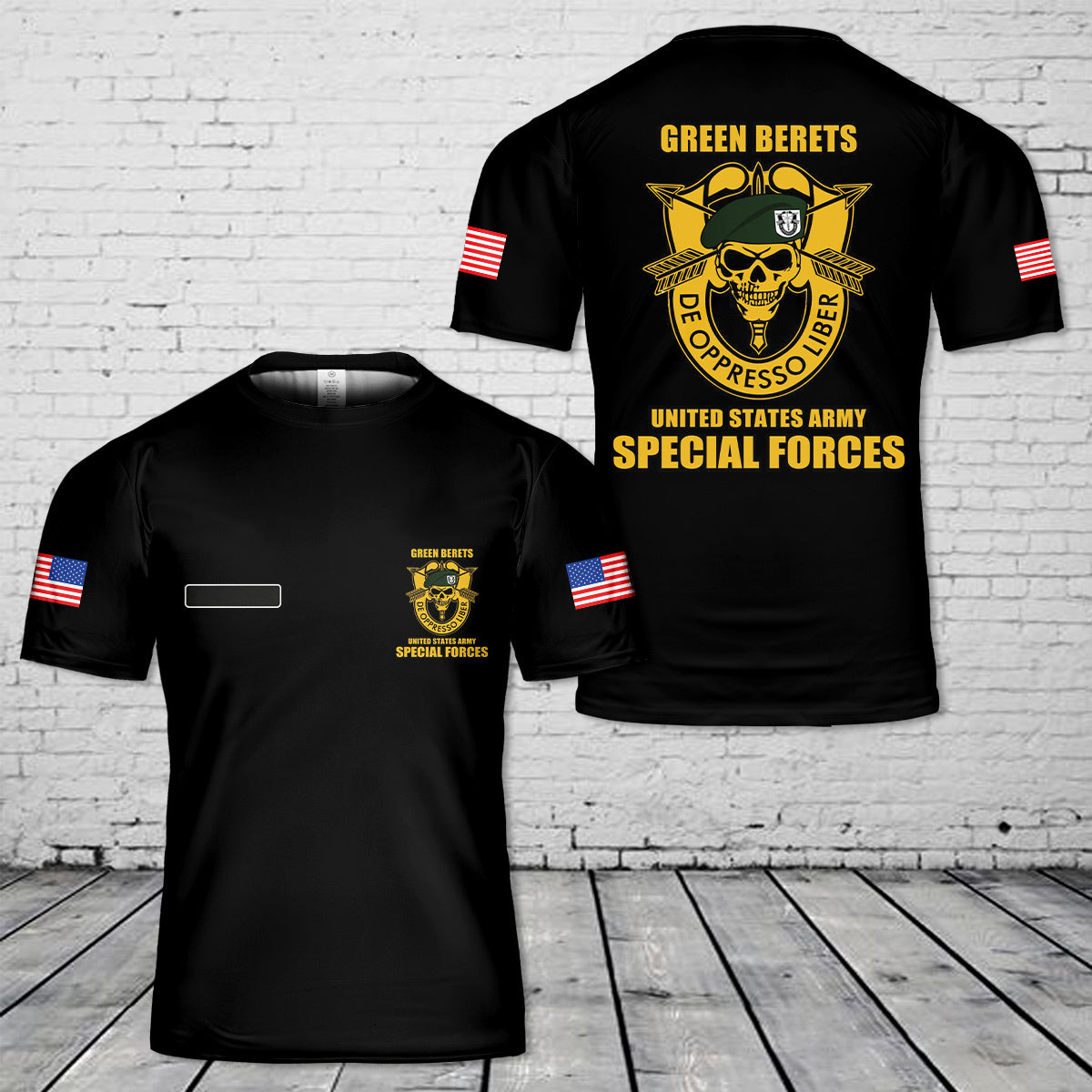 Custom Name US Army Green Beret Special Forces T-Shirt 3D