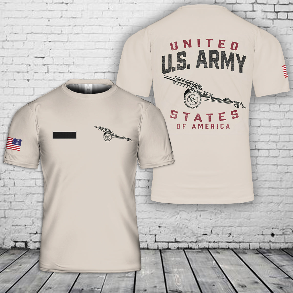 Custom Name US Army Howitzer T-Shirt 3D