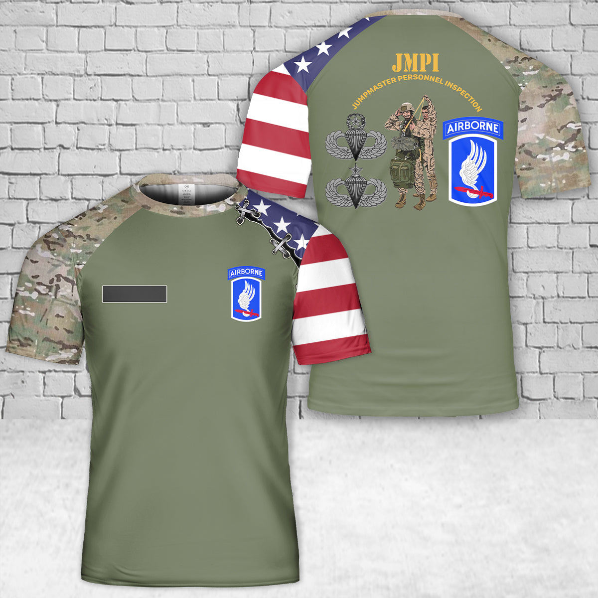 Custom Name US Army JumpMaster Personnel Inspection (JMPI) 173rd Airborne Brigade T-Shirt 3D