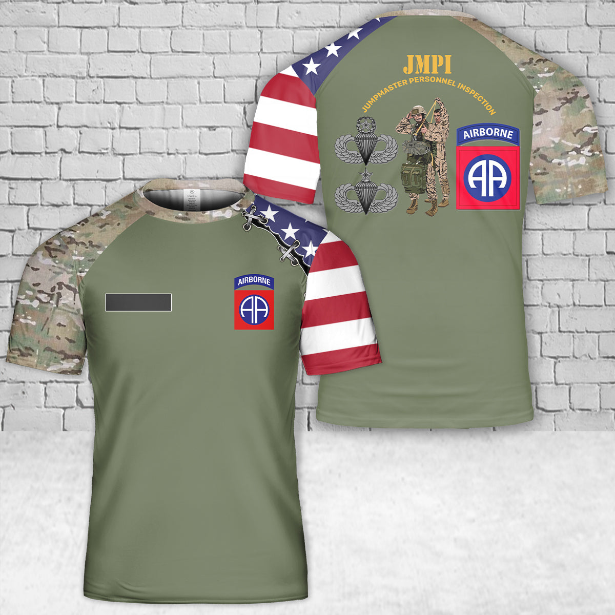 Custom Name US Army JumpMaster Personnel Inspection (JMPI) 82nd Airborne Div T-Shirt 3D