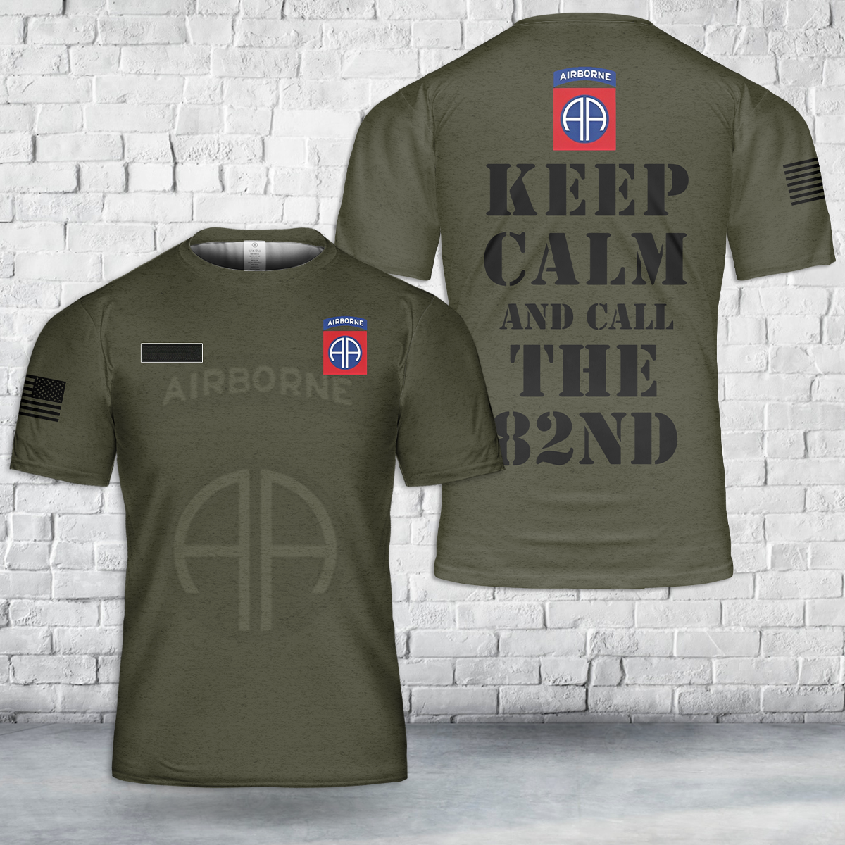 Custom Name US Army Keep Calm And Call The 82nd Airborne Division T-Shirt 3D