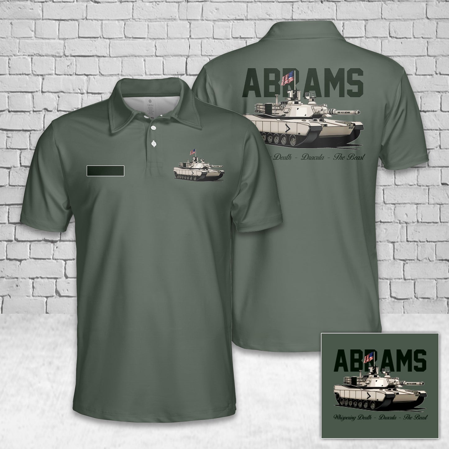 Custom Name US Army M1A2 SEPV3 Abrams Polo Shirt