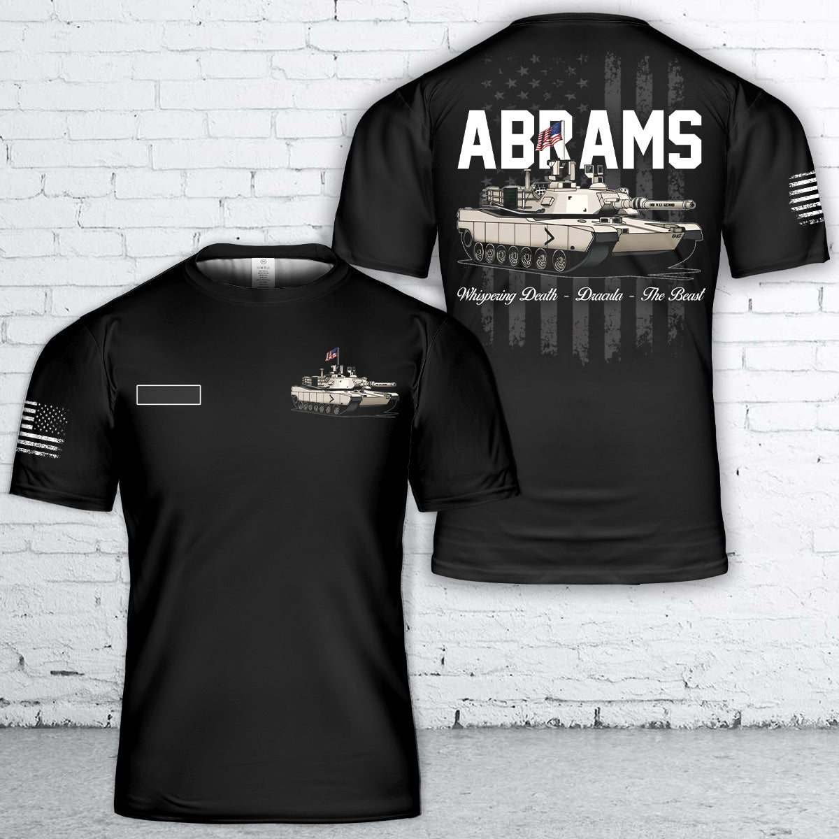 Custom Name US Army M1A2 SEPV3 Abrams T-Shirt 3D