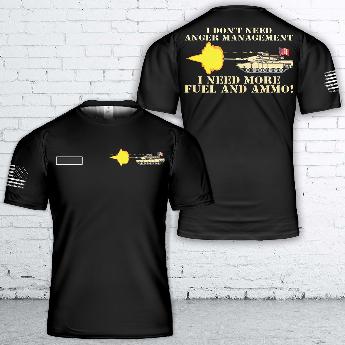 Custom Name US Army M1 Abrams Tank T-Shirt 3D