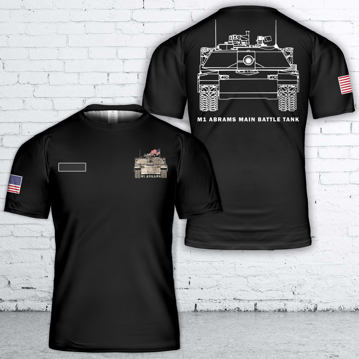 Custom Name US Army M1 Abrams Tank T-Shirt 3D