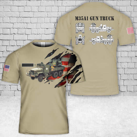 Custom Name US Army M35A1 Gun Truck Vietnam T-Shirt 3D