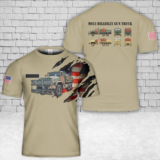 Custom Name US Army M923 Hillbilly Gun Truck T-Shirt 3D