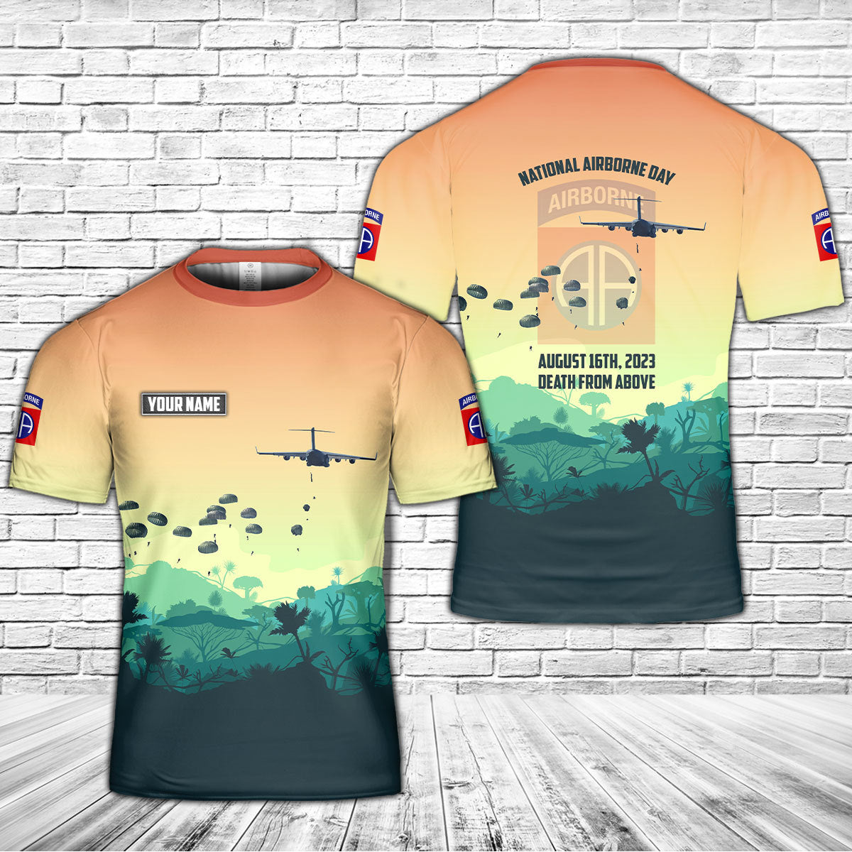 Custom Name US Army National Airborne Day, 82nd Airborne Division 3D T-Shirt