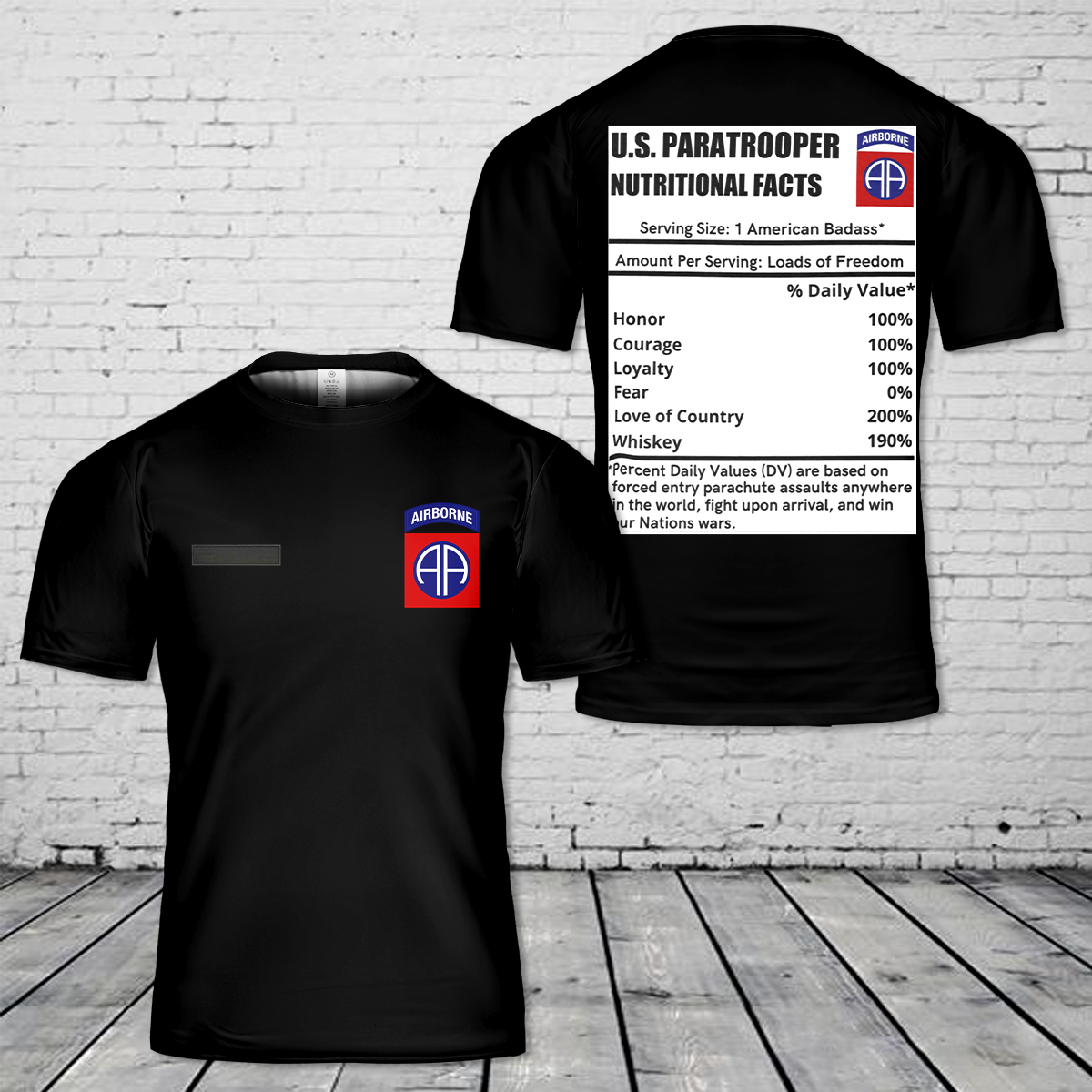 Custom Name US Army Paratroopers 82nd Airborne Division T-Shirt 3D