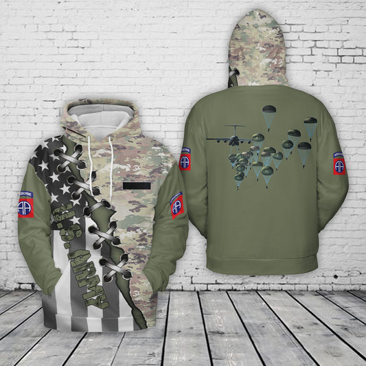 Custom Name US Army Paratroopers With The 82nd Airborne Division Parachute Hoodie 3D